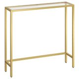 HOOBRO 29.5" Narrow Console Table, Tempered Glass Sofa Table, Small Side Table, Modern Entryway Table, for Entrance, Living Room, Foyer, Hallway Bedroom, Gold GD07XG01 HOOBRO