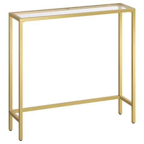 HOOBRO 29.5" Narrow Console Table, Tempered Glass Sofa Table, Small Side Table, Modern Entryway Table, for Entrance, Living Room, Foyer, Hallway Bedroom, Gold GD07XG01 HOOBRO