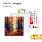 Natuyalo Paint by Numbers for Adults with Framed on Canvas, Autumn Forest Paint by Numbers Kits for Beginners, Forest Path DIY Acrylic Painting Kits with Frame Ideal Gift (12x12 Inch) Natuyalo