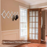 SCUNDA Rustic Wall Mounted Coat Rack with Space Saving Accordion Design, Expandable Wall Mount Coat Rack with 16 Wood Hooks, Modern Farmhouse Wall Décor for Living Room, Entryway(Shabby White) SCUNDA