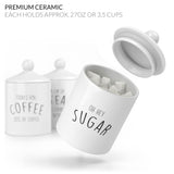 Barnyard Designs Canister Sets for Kitchen Counter, Decorative Coffee Tea Sugar Container Set, Rustic Farmhouse Canisters Ceramic Jar, White, Set of 3 Barnyard Designs