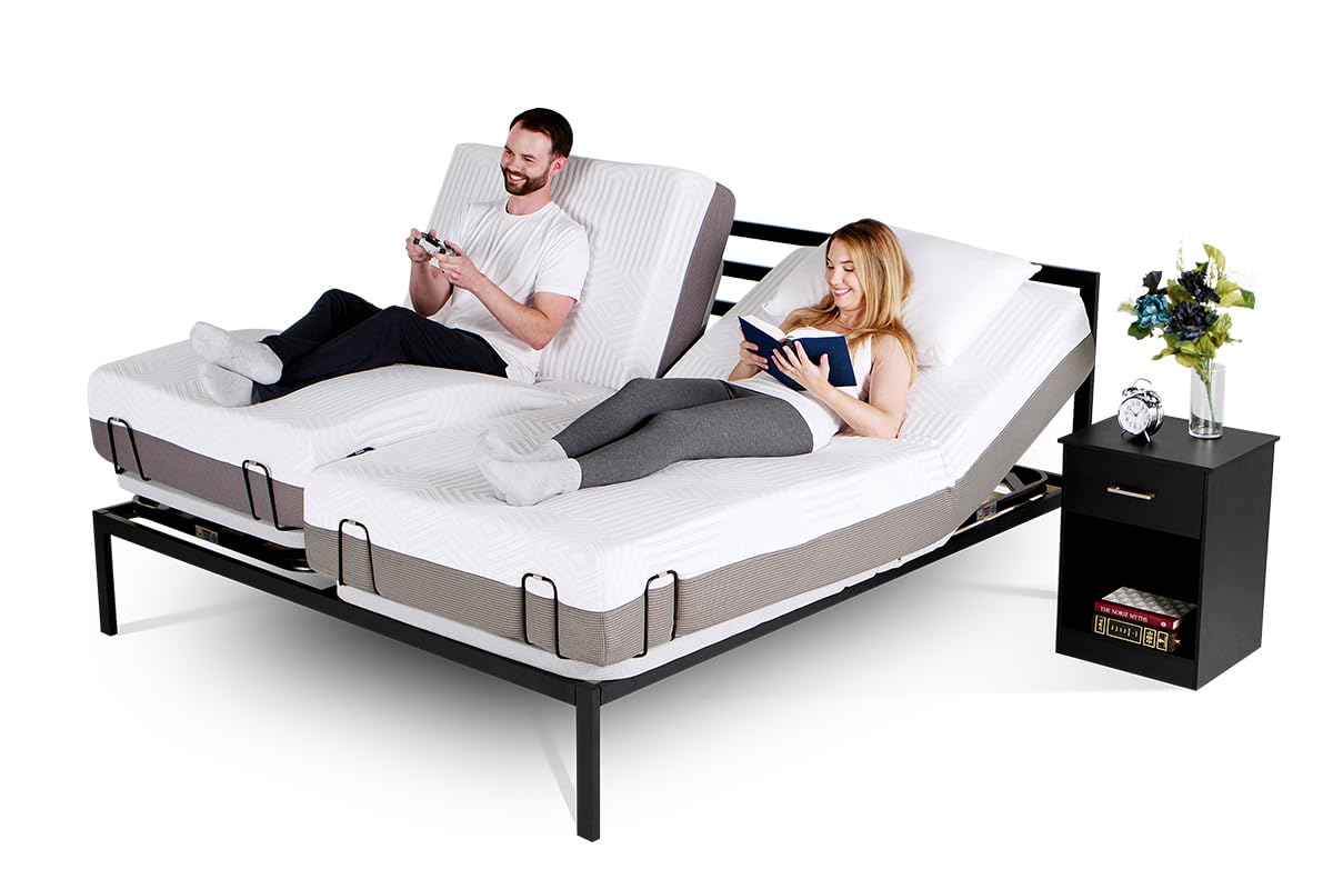 BedJet Adjustable Bed Frame - New Technology - Ultra-Slim 1.75" Thick Zero Clearance Legless Design for Any Bed Including Platform & Storage beds - Zero Gravity, Anti-Snore (Split King Frame Only) BedJet