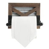 Farmhouse Toilet Paper Holder with Galvanized Metal& Black Metal - Rustic Warm Brown Wood Wall Mount Toilet Roll Holder for Bathroom Decor KULEDM