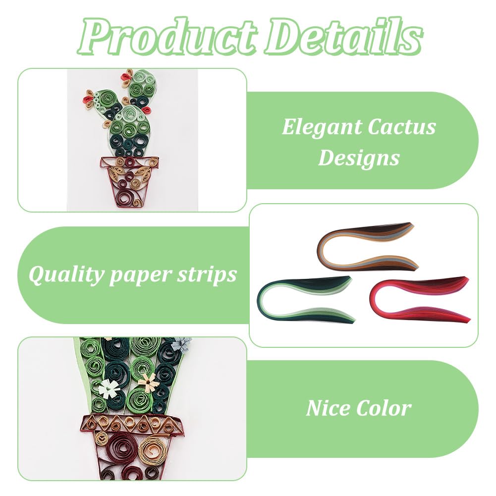 WEBEEDY Paper Quilling Kit 20 Sets DIY Cactus Card Quilling Kit with Paper Quilling Strips Tools and Supplies Greeting Card Making Kits for Beginners DIY Handmade Craft Home Room Wall Decor Gift WEBEEDY