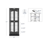 BELLEZE Lighted Corner Display Curio Cabinet Wooden Shelving Unit with Tempered Glass Door, Bar and Liquor Storage Area with 6 Shelves - Woody (Black) BELLEZE