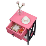 VECELO Nightstands Set of 2, Modern Bedside End Tables, Night Stands with Drawer and Storage Shelf for Living Room Bedroom, Industrial Metal Frame VECELO