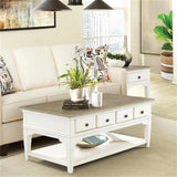 BOWERY HILL Contemporary 4-Drawer Storage Solid Wood Coffee Table in Natural for Living Room, 28" D x 48" W x 20" H BOWERY HILL