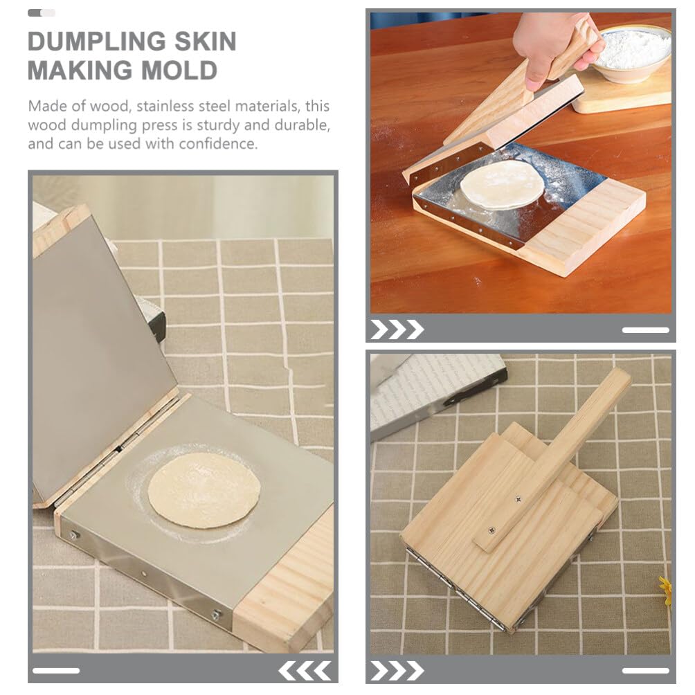 DEARMAMY Wooden Tortilla Press, Wood Dough Dumpling Presser Dumpling Skin Makers Ravioli Mold Dumpling Wrapper Presser Pizza Dough Pastry Press Tool for Kitchen Baking DEARMAMY