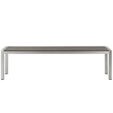 Modway Shore Aluminum Outdoor Patio Bench in Silver Gray Modway