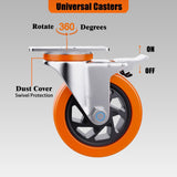 5 Inch Heavy Duty casters, casters Set of 4 Heavy Duty,Universal with Double Locks Caster Wheels,Polyurethane casters Set of 4, for carts Furniture and workbenches Lvgwhisper