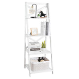 Tangkula 4-Tier Ladder Shelf Bookcase Leaning Free Standing Wooden Frame Decor Bookshelf Storage Flower Shelf Plant Display Shelf for Home Office (White, 2) Tangkula