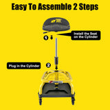 FreekyFit Rolling Shop Stool with Wheels, Garage Work Mechanic Stool with Backrest, Roller Mechanic Chair, Adjustable Height, 360° Swivel, Tool Tray Storage, 330 LBS Capacity, Heavy Duty, Yellow FreekyFit