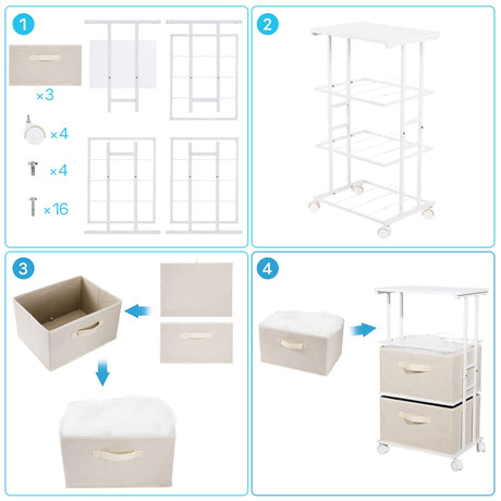 MAX Houser Dresser Tower with 3 Drawers for Bedroom, Fabric Storage Organizer Unit, Chest of Drawers with with WoodTop, Small Vertical Storage for Guest Room, Closet, Entryway, Nursery(Beige) MAX Houser