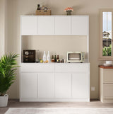 71" Kitchen Pantry Cabinet, Kitchen Hutch with Microwave Stand, Buffet Cabinet with Large Storage Drawers for Dining Room (White) Bobve