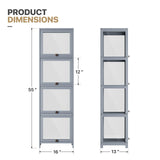 MoNiBloom 55" Tall Slim Narrow Clear Cabinet With Acrylic Door - Curio Display Case, Corner Shelves for Collection, Gray MoNiBloom