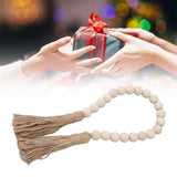 Farmhouse Beads 24in Wood Bead Garland with Tassels Rustic Country Decor Prayer Wall Hanging Bead Decoration for Gifts Ornamen Buachois