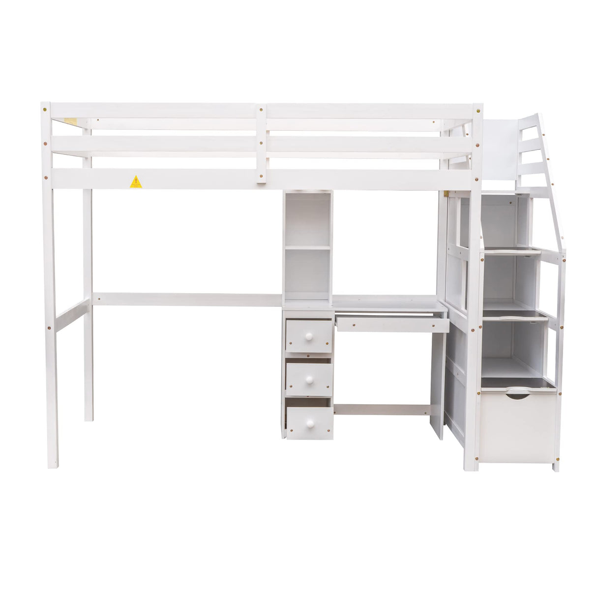 Harper & Bright Designs White Twin over Twin Bunk Bed with Stairs, Desk, and Storage for Kids and Teens Harper & Bright Designs