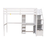 Harper & Bright Designs White Twin over Twin Bunk Bed with Stairs, Desk, and Storage for Kids and Teens Harper & Bright Designs