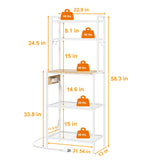 Roxibelt S1 Kitchen Bakers Rack with Power Outlet，Microwave Stand with Storage 5-Tiers，Freestanding Coffee Bar Table with 4 Adjustable Hooks，Kitchen Storage Shelf 13" D x 22.9" W x 58.3" H，Beige White Roxibelt