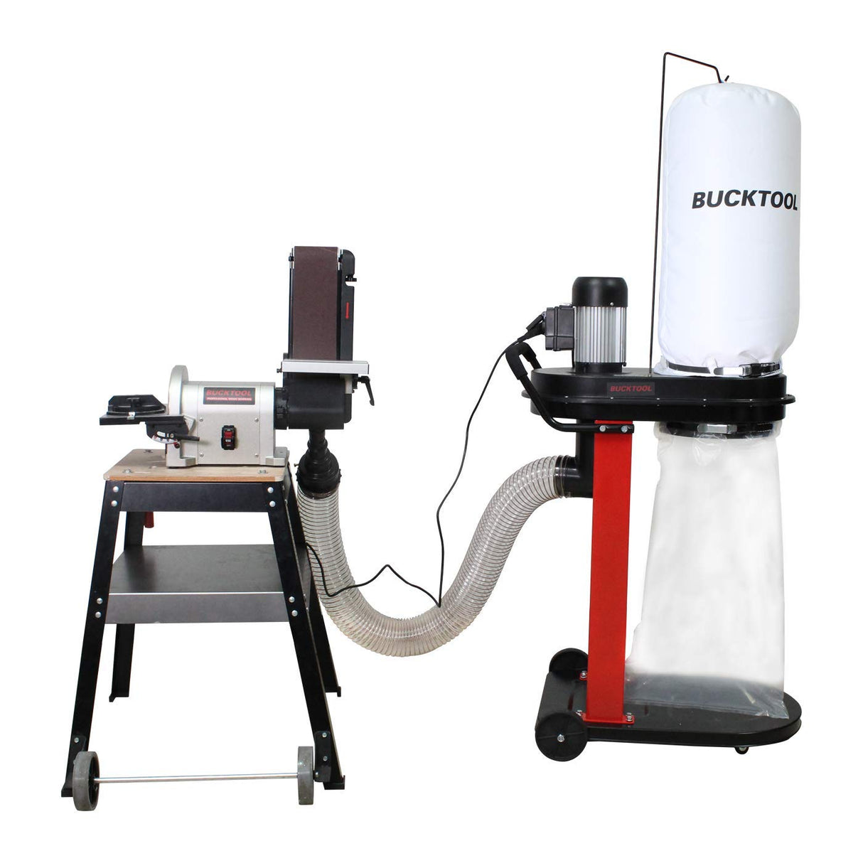 BUCKTOOL 1.2 HP Auto Start 750CFM Dust Collector with 3 Dust Collection Bag, 5.4 Cubic Bag Capacity and 5 PCS Reducer for Woodworking Bucktool