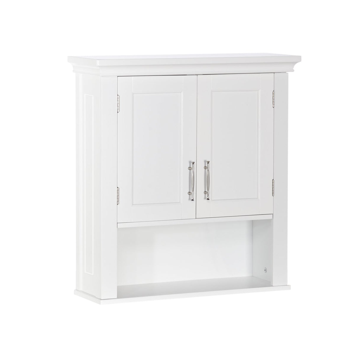 RiverRidge Somerset Two-Door Bathroom and Laundry Wall Mount Storage Medicine Cabinet with Open and Adjustable Shelf - White RiverRidge