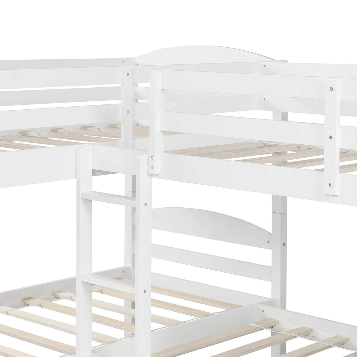 Harper & Bright Designs Quad Bunk Bed with Trundle, L Shaped Bunk Bed for 4 Kids, Wooden Twin Bunk Bed Frame for Kids Teens Adults - White Harper & Bright Designs