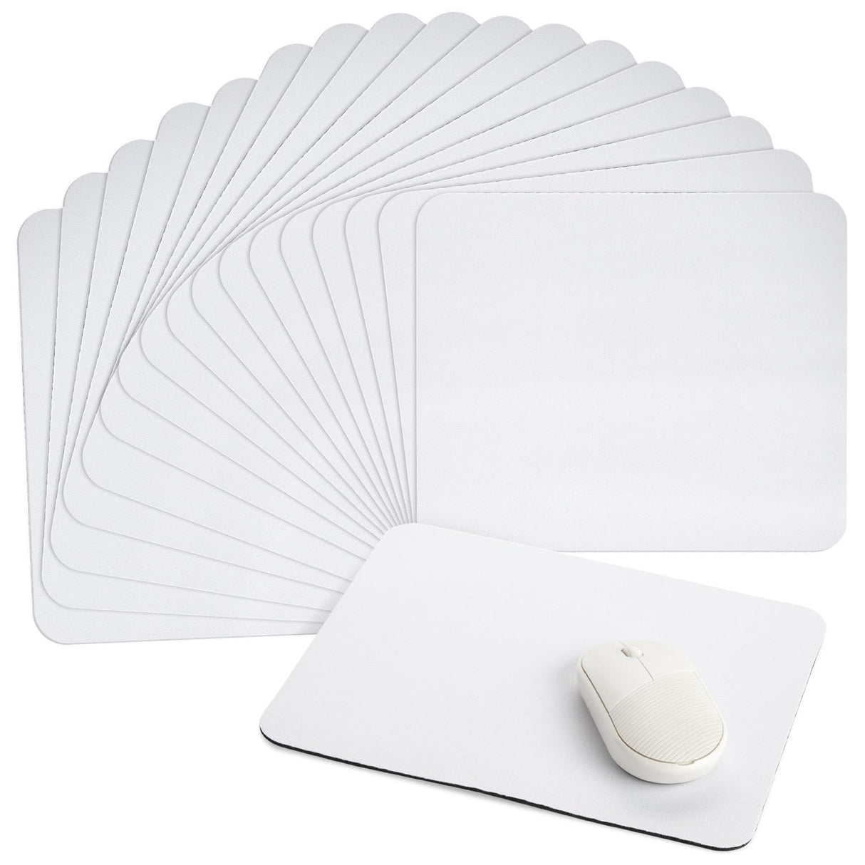 Bright Creations 18 Pack Sublimation Mouse Pad Blanks, White Rectangular Mousepad for Heat Transfer, Press Printing Crafts, Photos, 24.4x20 cm (Non-Slip Rubber Base) Bright Creations