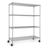 Fencer Wire NSF Heavy Duty Commercial Adjustable Silver Grey Wire Shelving w/Wheels & Leveling Feet, Kitchen Storage Metal Shelf, Garage Storage Shelving, Silver Grey 60 x 24 x 76, 4-Tier Fencer Wire