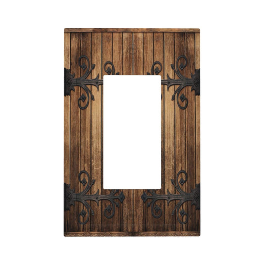 Vintage Retro Wood Cabin 1 Gang Rocker/GFCI Outlet Light Switch Wall Plate Cover Faceplate Rustic Barn Door Faceplate Farmhouse Wooden Plank Western Country Bathroom Home Living Room Bedroom  - WoodArtSupply