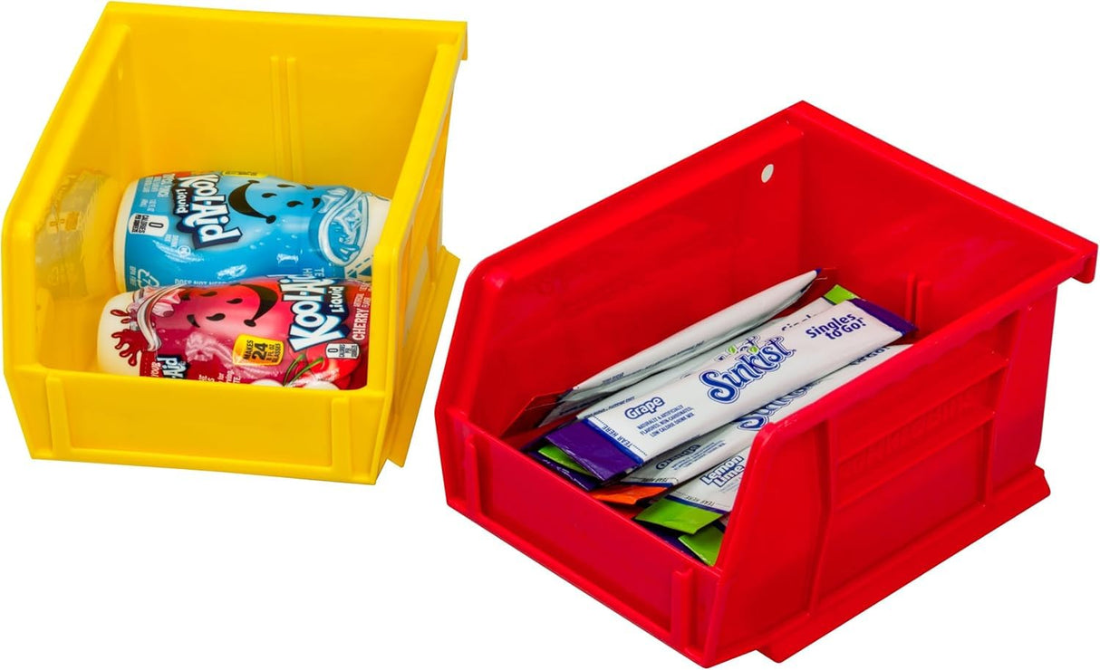 Akro-Mils 30210 AkroBins Plastic Storage Bins, Space-Saving Stackable Bins for Garage, Pantry, Craft Organization, 5" x 4" x 3", Yellow, 6-Pack Akro-Mils