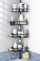Aitatty Corner Shower Caddy Tension Pole: 4tier Adjustable Rustproof Bathroom Organizer Shelves - Bathtub Shampoo Rack 43.5-120 inch Aitatty