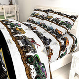 Jay Franco Monster Jam Tracks 5 Piece Full Bed Set - Includes Comforter & Sheet Set - Bedding Features Grave Digger &,Megalodon - Super Soft Fade Resistant Microfiber (Official Monster Jam Product) Jay Franco