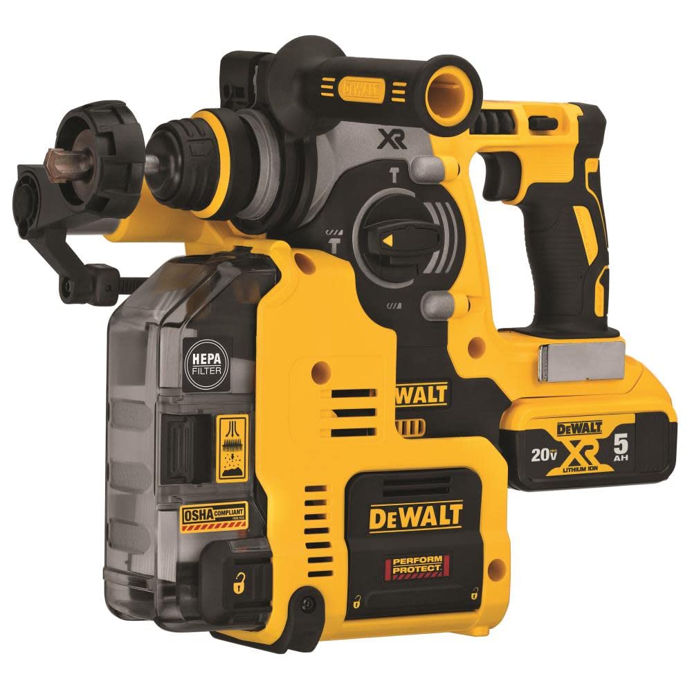 DEWALT 20V MAX XR Rotary Hammer, SDS Plus, L-Shape, On-Board Dust Extractor, 1-Inch (DCH273P2DHO) DEWALT