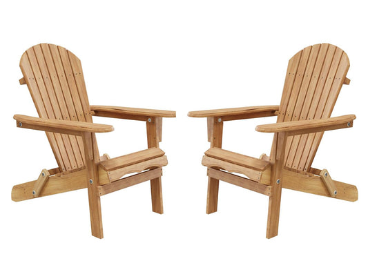 Folding Adirondack Chairs Set of 2, All-Weather Wood Patio Chairs Foldable and Stackable, Comfy Lounge Chair Outdoor Furniture Set for Fire Pit, Lawn, Garden, Front Porch, Pool, Beach