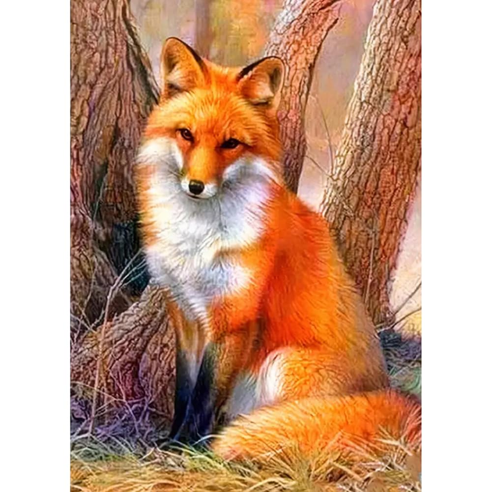 hill froeistung 5D Yellow Fox Diamond Art Painting Kits for Adults,Landscape,Tree Diamond Art, DIY Full Drill Diamond Art Painting Set for Home Wall Decor Gifts (12X16 inch) hill froeistung