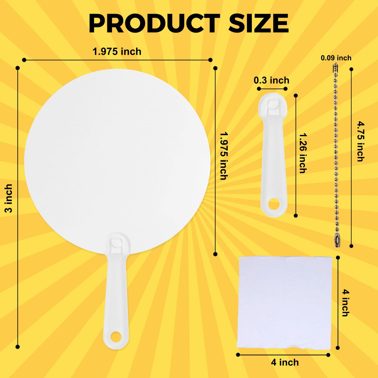 151pcs Mini Sublimation Handheld Fans Keychain Set - Circle, DIY Custom Blank Double-Sided Round Plastic Hand held Fans for Bible Story Wedding Favors School Graduation Birthday Party Souvenirs WoodArtSupply