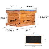 Beehive Starter Kit 8-Frame Bee Boxes and Frames Starter Kit Wax Coated Bee Hives and Supplies Starter Kit Including Beekeepig Tools Kit with Beekeeping Veil MayBee