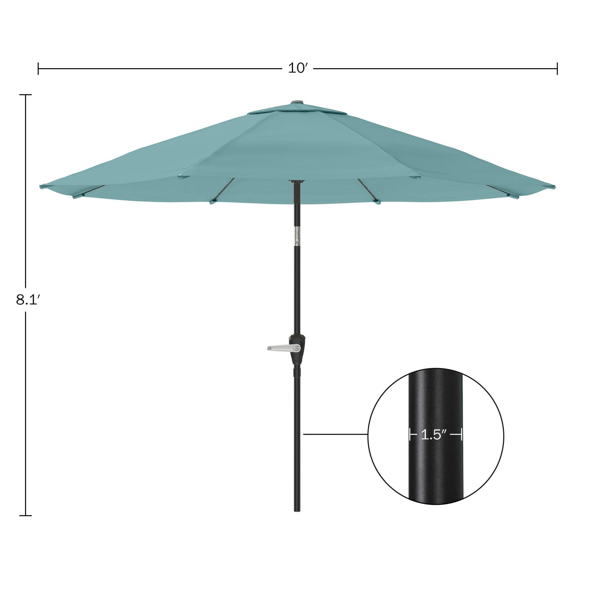 Pure Garden Patio Umbrella with Auto Tilt - 10FT Easy Crank Outdoor Umbrella with Vented Canopy for Deck, Balcony, Backyard, or Pool (Dusty Green) Pure Garden