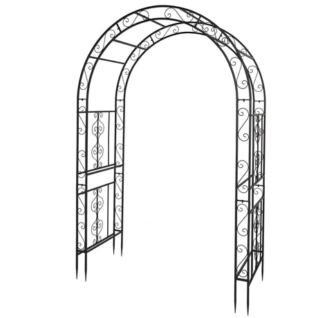 VINGLI Garden Arbor, Arch Archway for Wedding Ceremony Party, Steel Garden Trellis for Plant Climbing, Christmas Garden Decorations Pergola for Garden, Backyard, Lawn (59.1"x 22.8"x 83.9", Black) VINGLI