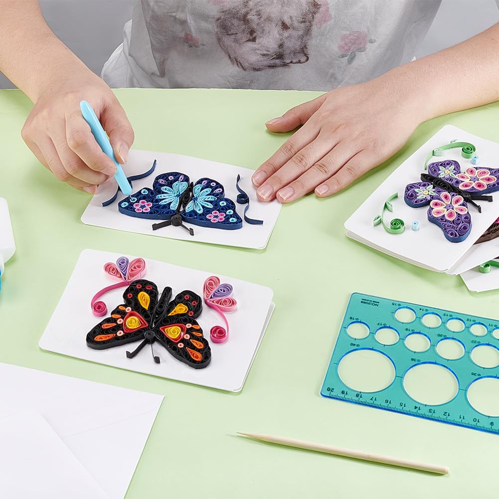 WEBEEDY 20 Sets DIY Butterfly Paper Quilling Kit for Adults Beginners Greeting Card Making with Envelope and Instruction,DIY Animal Cards for All Occasions for Birthday,Holiday,New Year,Thanksgiving WEBEEDY