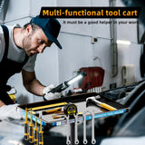 Rolling Tool Cart with Magnetic Strip, Mobile Work Table Rolling Tool Tray with Wheels Height Adjustable Tool Table Rolling Utility Cart Mechanic Cart Tool Storage Organizer for Garage, Bike Work Shop Gaoymsym