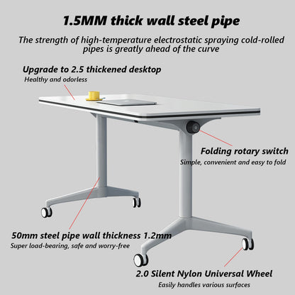 HSHBDDM Folding Conference Table Foldable Conference Table, Conference Rooms Flip Top Mobile Training Table, Folding Flip Top Office Meeting Table Mobile Conference Table for Office,Meeting R - WoodArtSupply