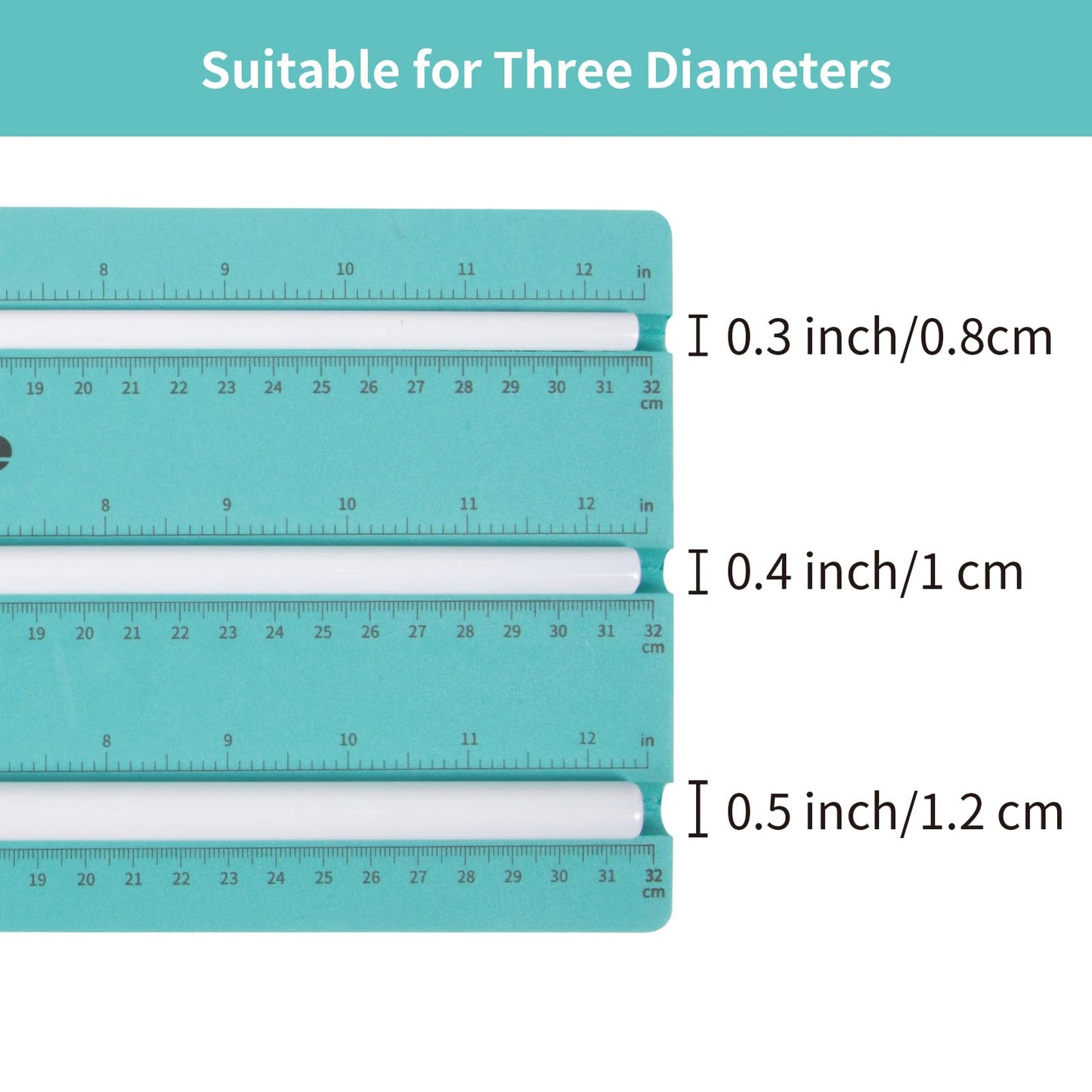 PYD Life Sublimation Pens Straws Wrapping Measuring Tools Sublimation Accessories Mint Green Foam Holding with Inch/CM Scale for 0.3" 0.4" 0.5" Three Diameters