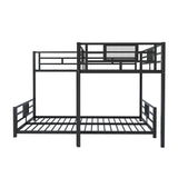 Elegant L-Shaped Metal Bunk Bed, Twin Over Full Size Bunk Bed with Ladders and Guardrails for Kids Teens Adults (Black#l) KLMM