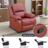 Toseslo Manual Recliner Chair Set, Living Room Furniture Sets with Adjustable Footrests, Modern Single Reclining Sofa Chair, Leather Reclining Couches, Recliner Furniture for RV/Apartment(red) Toseslo