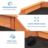 Luyitton Large Octagon Sandbox 84.5"x 77"x 9.02" Wooden Outdoor Kids Sand Pit with Canopy Tarp, Gift for Ages 2-8 Years Old Backyard Garden Easy Assembly luyitton