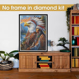 Bimkole 5D Diamond Art Kits for Adults Eagle Indian, Full Drill DIY Rhinestone Embroidery Set Paint with Diamonds Art Animal by Number Kits Cross Stitch Home Wall Craft Decor 12x16 Inch Bimkole