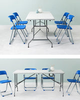 VTOY 6FT（30"x72"） Folding Table, Indoor Outdoor Heavy Duty Table with Carrying Handle,Portable Plastic Fold up Table for Picnic/Party/Camping/Office/School VTOY