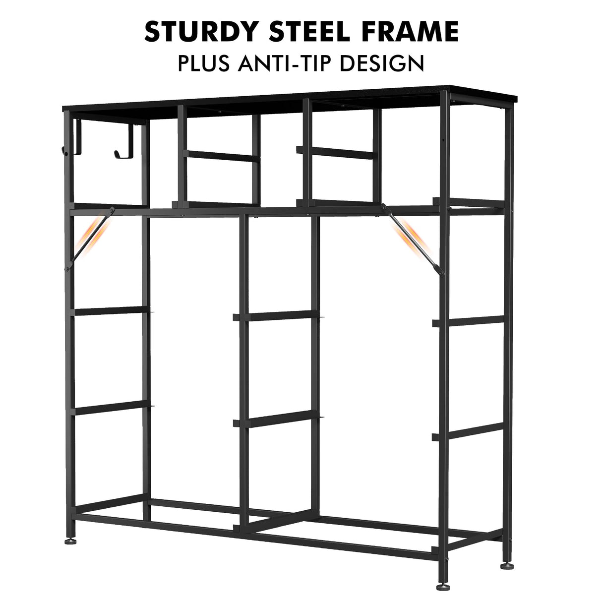 Lulive Dresser for Bedroom with 10 Drawers, Chest of Drawers with Side Pockets and Hooks, PU Storage Dresser, Organizer Unit for Living Room, Hallway, Closet (Black) Lulive