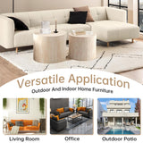 Round Nesting Coffee Table Set of 2 Modern Small Round Coffee Table Travertine Side Table Small Round End Table Circular Coffee Table Circle Nested Coffee Table for Living Room (Travertine) YYZIWYUN